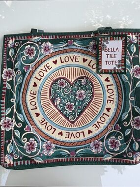 Brighton Bella Tile Love Tote - Green/Pink/Cream